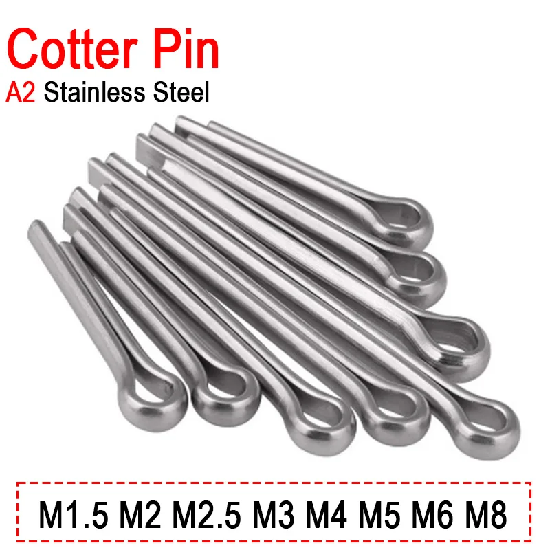 1~200pcs M1.5 M2 M2.5 M3 M4 M5 M6 M8 Split Pins Cotter Fixings 304 Stainless Steel Link Split Cotter Pin for Automotive Repair