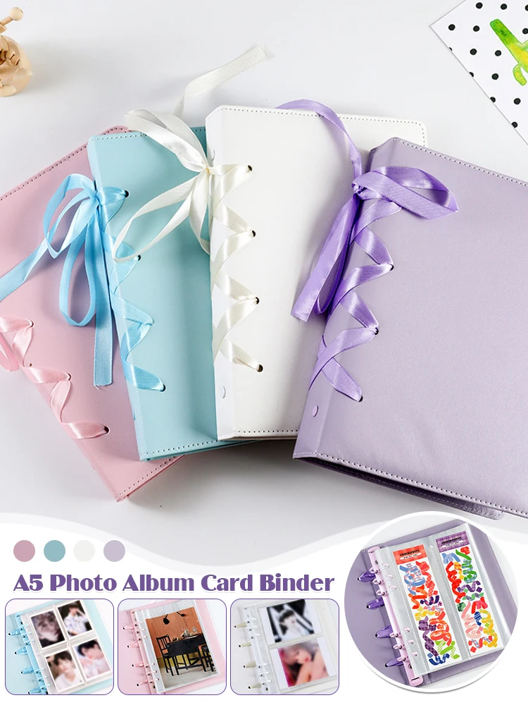 Ins corée Kpop étoile A5 classeur Album Pu cuir Photo livre mignon porte-carte Photo couleur Pure Scrapbooking Collection arc décor