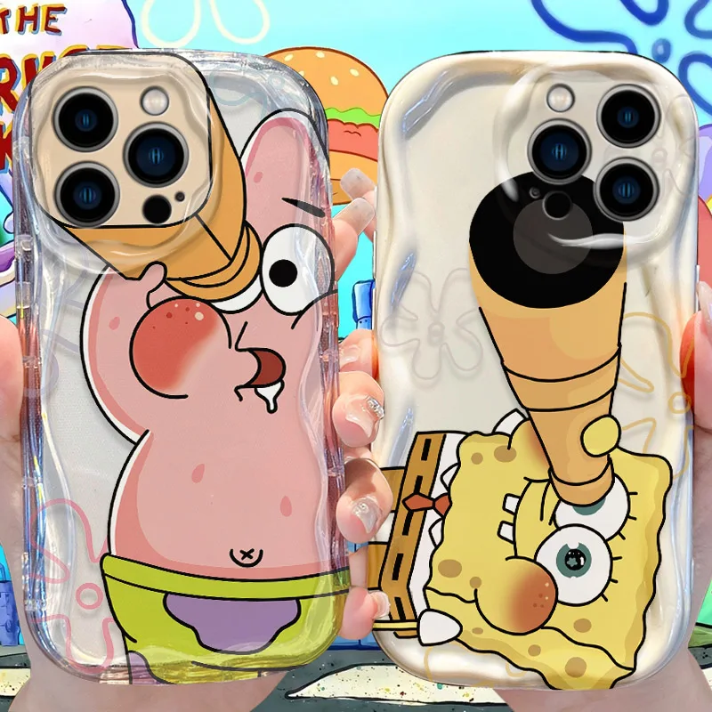 S-SpongeBobs Wave Handyhülle für iPhone 16 15 14 Pro Max 13 12 Mini 11 XS X XR 8 7 Plus SE 2022 2020 Weiche Silikonhülle Funda