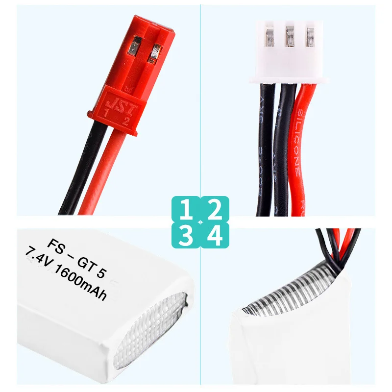 Batería LiPo 7,4V 1600mAh transmisor Flysky FS-GT5 RC - imagen 2