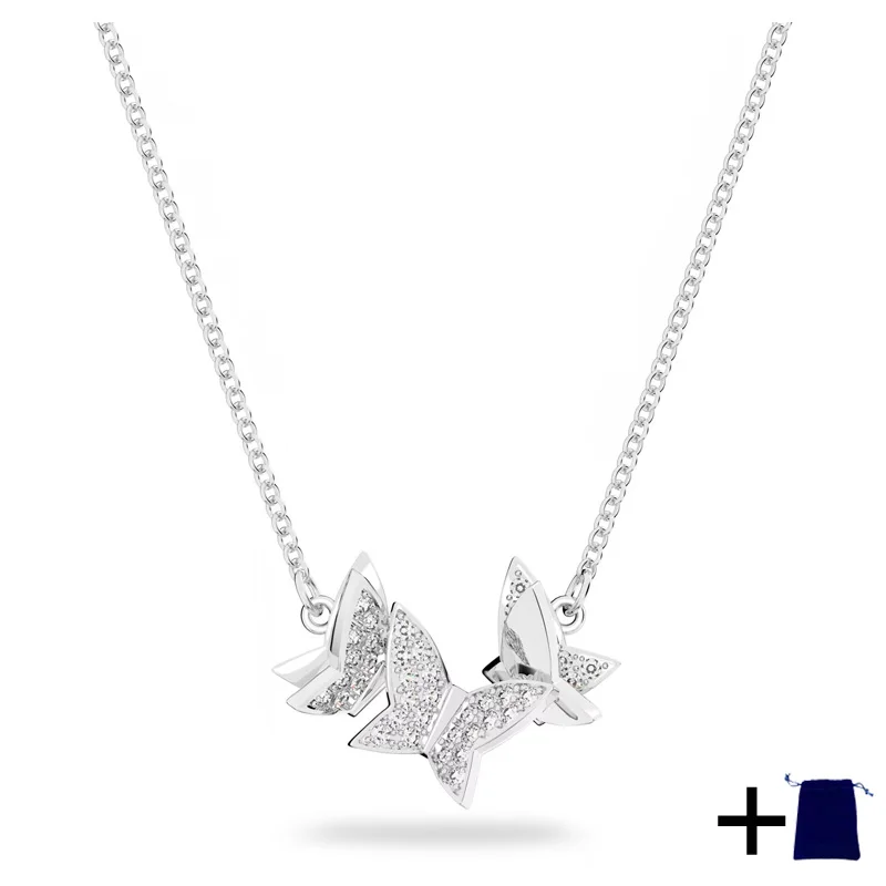 2025 Novo colar de zircão borboleta, brincos, pulseira, conjunto de joias, textura, festa premium, banquete, atendimento, presente