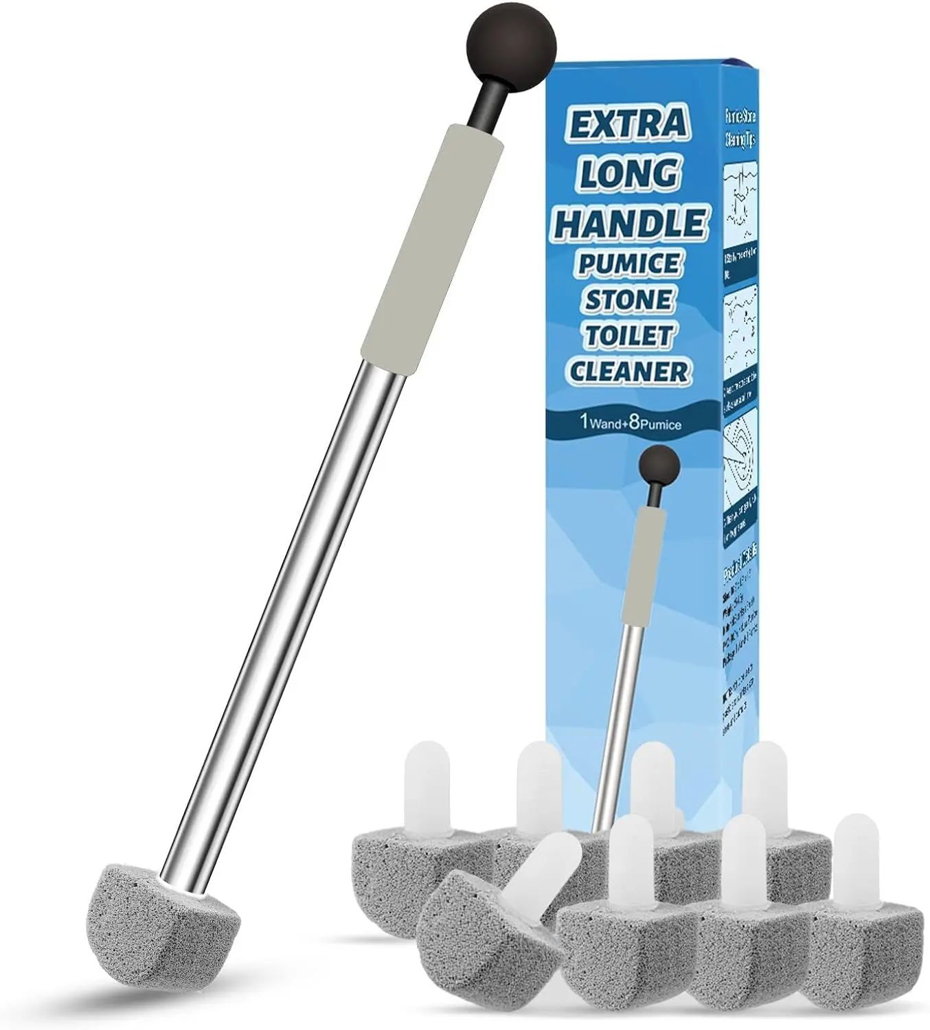 

16,7-дюймовая пемза для унитаза с ручкой для удаления накипи, отложений кальция и пятен в ванной и на кухне