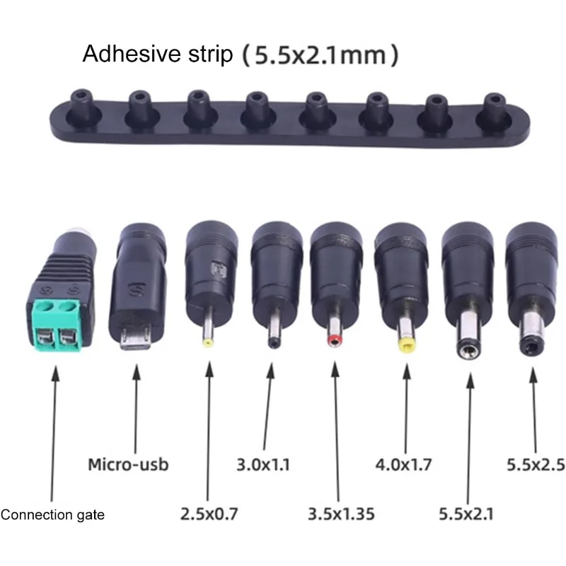 

8 Tips DC5521 Power Adapter Tips Set for Laptops Includes Male and Female Connectors