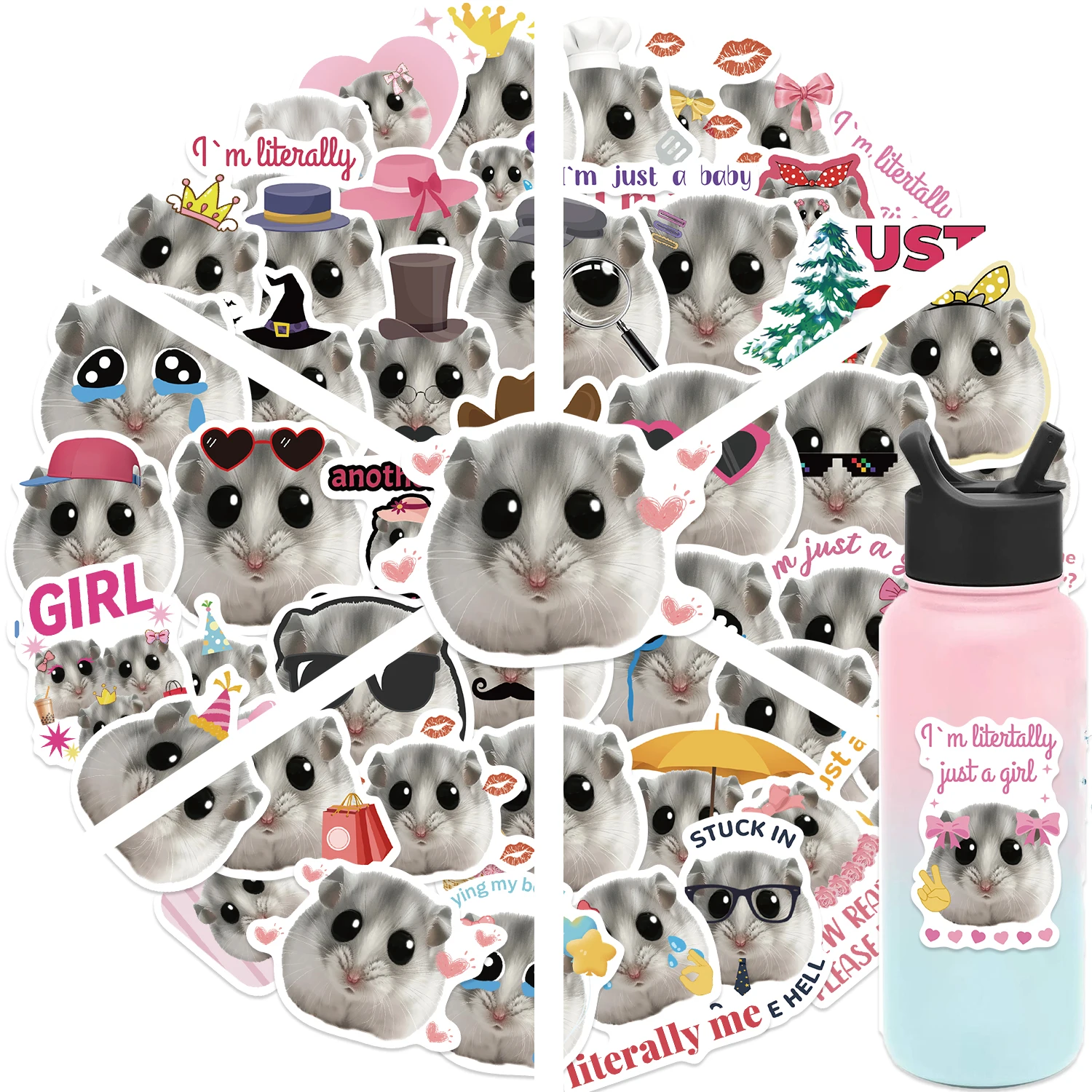 106Pcs Cartoon Sad Hamster Meme Stickers For Car Laptop Luggage Guitar Decor Accessories Waterproof Animals Stickers Decals