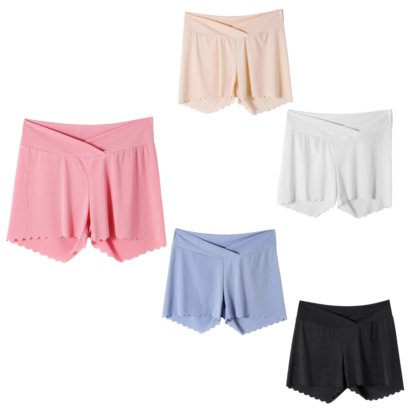 Maternity Yoga Shorts Pregnant Women Clothes Solid Color Low Waist Anti-emptied Stretch Comfy Safety Pants Workout Daily Wear