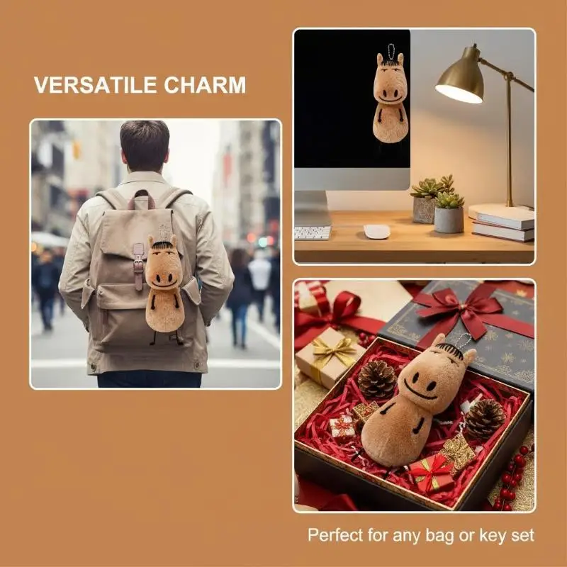 

1/2Pcs Abstract Horse Plush Keychain Horse Year Mascot Keychain Cute Horse-Shaped Animal Pendant Bag Accessories New Year Gift