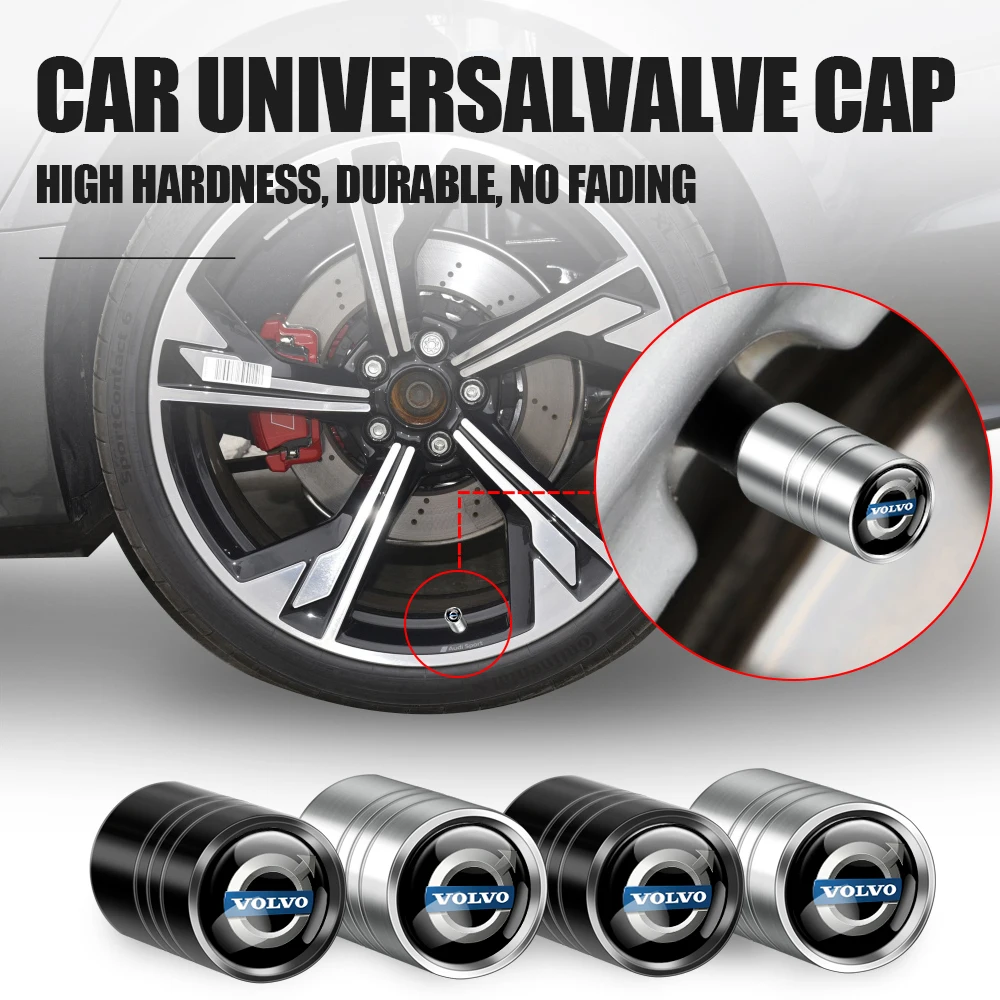 4pcs Car Metal Wheel Tire Valve Stem Caps Auto Accessories For VOLVO RDESIGN AWD S40 S60 S90 XC40 XC60 XC90 V40 V50 V60 V70 V90