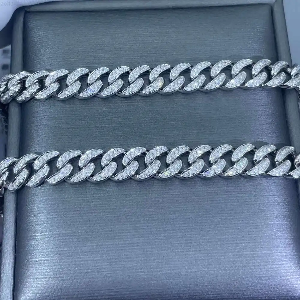 Factory Custom Diamond Cuban Chain Bracelet with Real 9k 10k 14k 18k Gold Fine Jewelry Cuban Chain