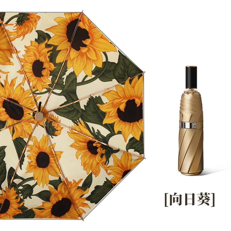 Titanium Double-layer Umbrella Women Flower UV Protection Folding Sunny And Rainy Umbrella UPF50+ Guarda Chuva Grande