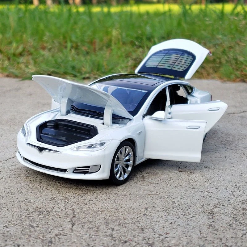 1:32 Model S Model 3 Alloy Car Model Simulation Diecasts Metal Toy Car Vehicles Model Collection Sound and Light Childrens Gifts