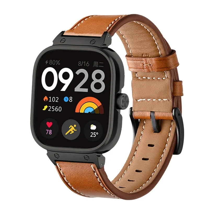 Leather Strap+Metal Case Protector for Redmi Watch 4 Watchband belt for redmi watch 4 Bracelets Cover for redmiwatch 4 Wristband