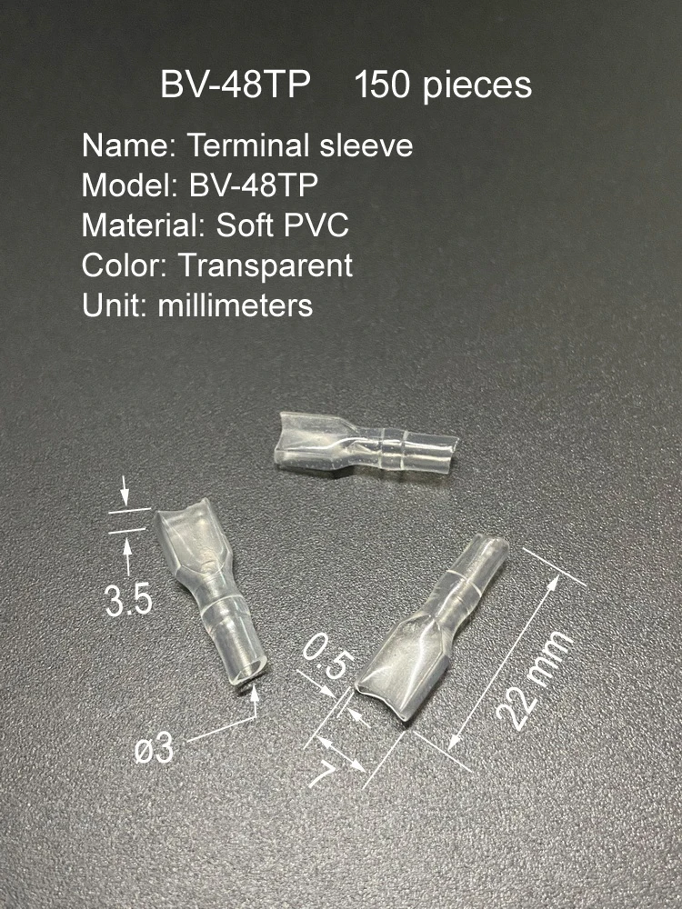 Blue PVC Insulation Mother Terminal Tube Spring Loaded 2.8/4.8/6.3mm Plug Protection Cover Electrical Connector Sleeve