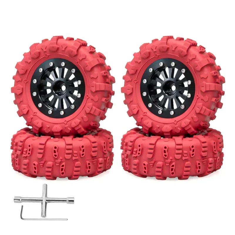 1.45 Beadlock Wheels and Crawler Tires 65mm * 25mm Mud Slingers Soft Sticky Tyres For 1/18TRX4M 1/24 SCX24 FMS Crawler