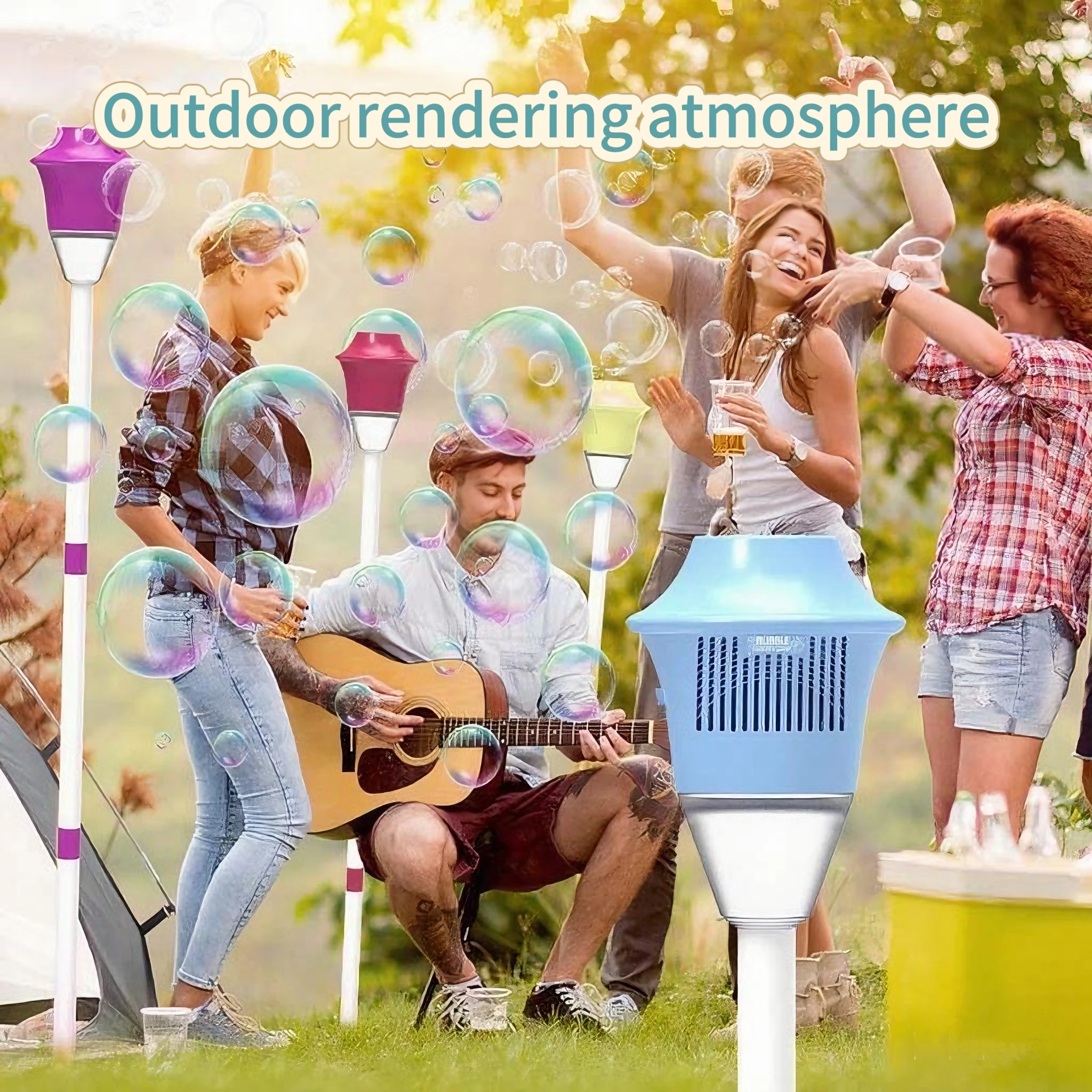 โคมไฟถนนกลางแจ้ง Bubble Machine ชาร์จอัตโนมัติ Bubble Blowing Camping PARTY ฟองไฟฟ้าเป่าของเล่นเด็ก