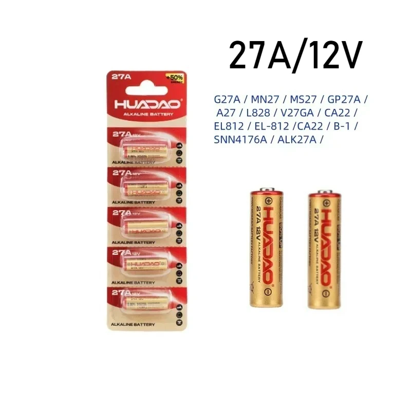 

27A 12V Alkaline Battery (A27/G27A/MN27/MS27/GP27A/L828),Long-Lasting for Doorbell,Remote,Toy Car,Key,Watch, Flashlight, 5-60pcs
