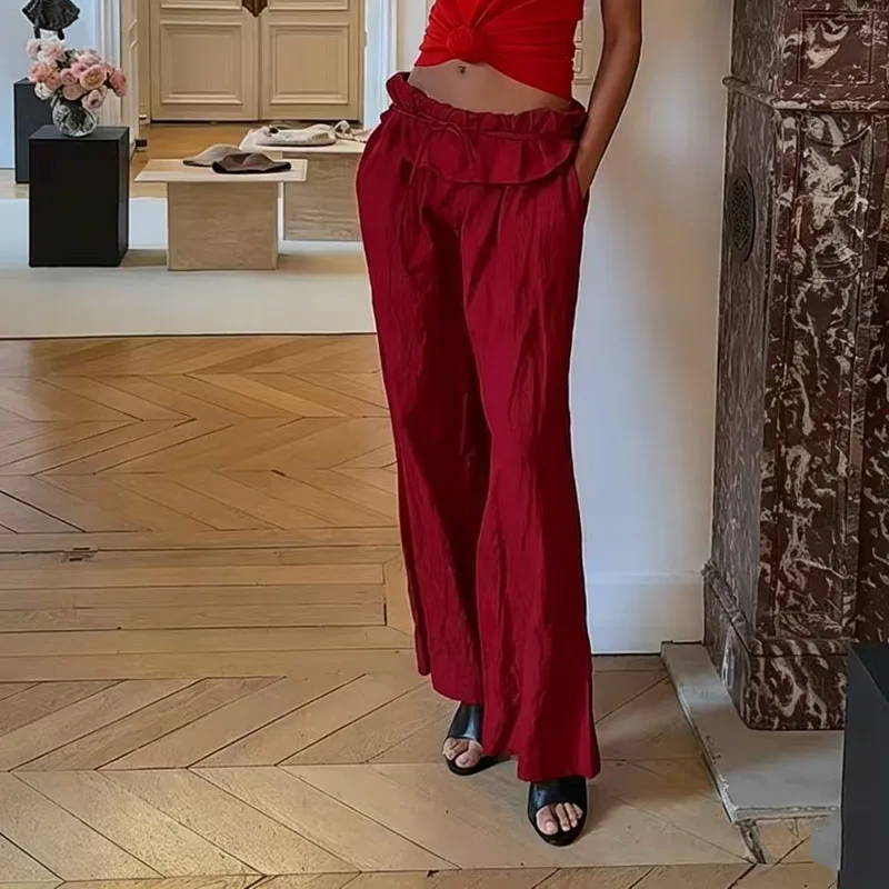 Women's High-Waisted Wide-Leg Pants, Custom-Dyed Trousers, High-Quality Casual Pants, 2026, New Arrival, Y2K, Straight-Leg Pants