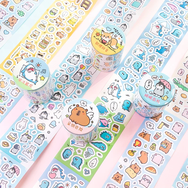 50mm*2m/roll Cute Mini Cartoon Die cut Stickers Laptop Journal Photocard Sticker Kawaii School Stationery Sticker