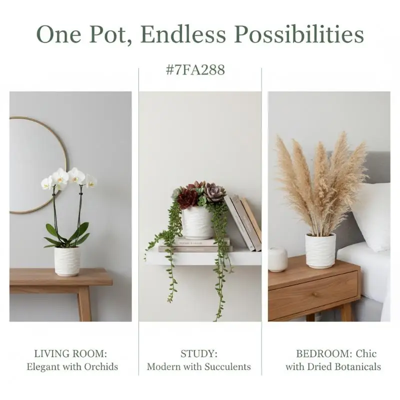 Simple Wave Shaped Faux Ceramic-look Flowerpots Are Suitable For Home Décor Orchids And Other Green Plants