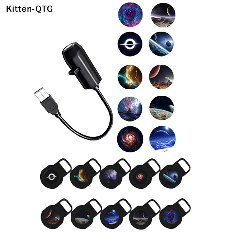 Hot！[New] NEW New LED Galaxy Projection Light 1 Light+10 Pictures Change, LED Galaxy Projector, Starry Sky Lighting Night Light