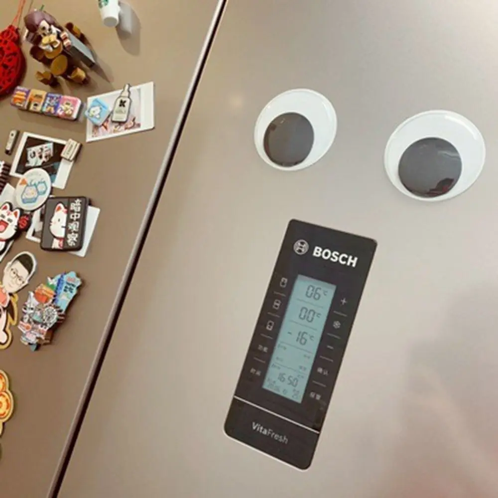 1 Pair Interesting Plastic Fridge Stickers Self Adhesive Googly Eyes Fridge Wall Sticker Funny Air Conditioner Cabinet Sticker