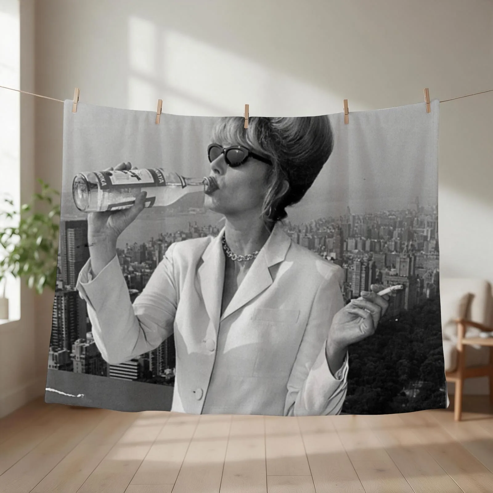 Patsy Stone Black and White Throw Blanket couch cozy soft plush fuzzy picnic outdoor blanket
