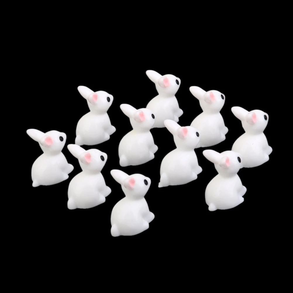 

10 Pcs Little Bunny Ornaments Decor Decoration Animals Fairy Garden Miniature Bunnies Table Bonsai Three-dimensional