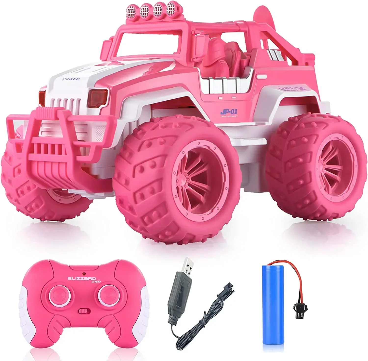 1:12 schaal op afstand bestuurbaar terreinwagen roze oversized klimauto voor kinderen jongens en meisjes afstandsbediening voertuig speelgoed cadeau