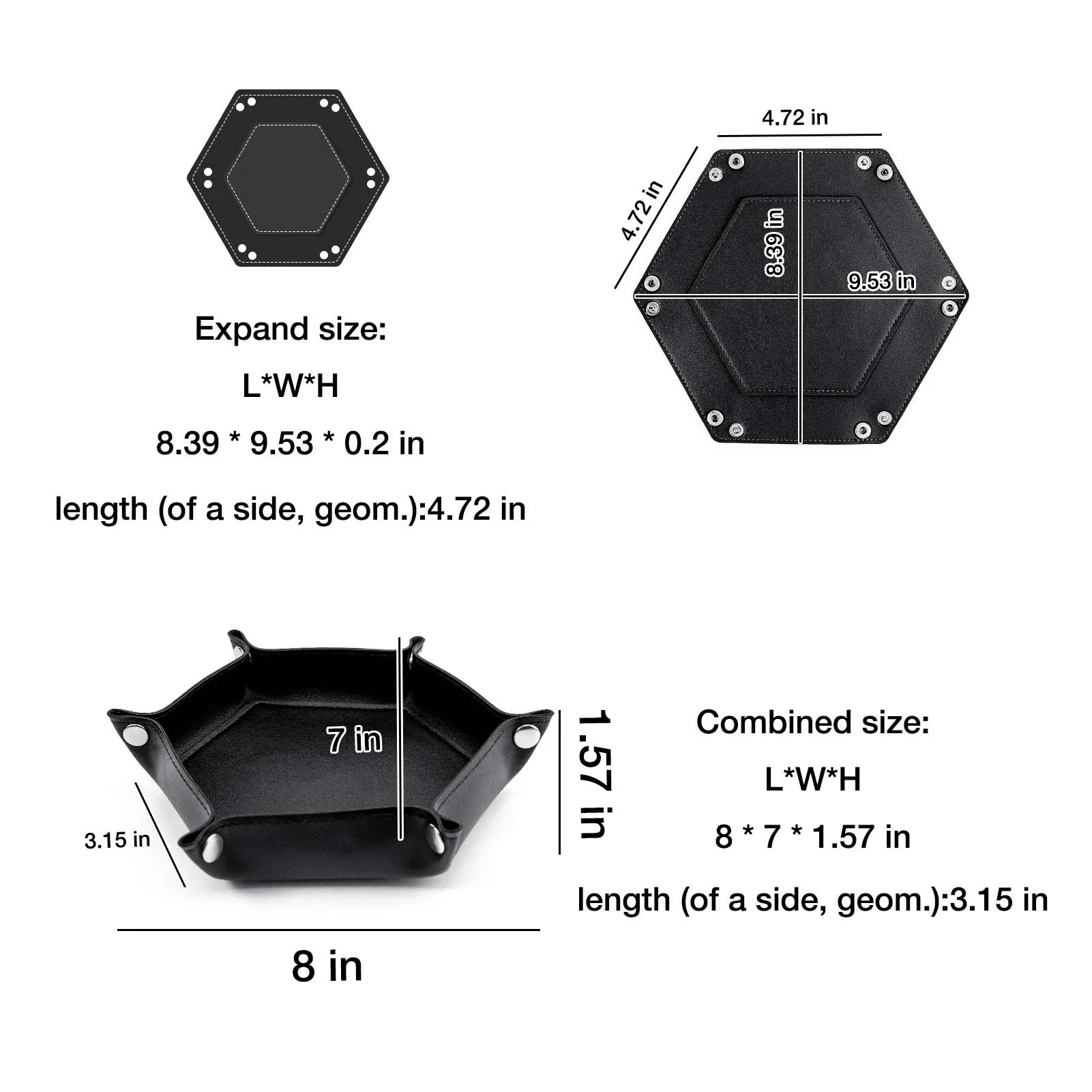 

1Pcs Dice Cup Storage Box Black Dice Cup Six Corner Folding Leather Dice Cup for D&D COC Role RPG DND Table Game