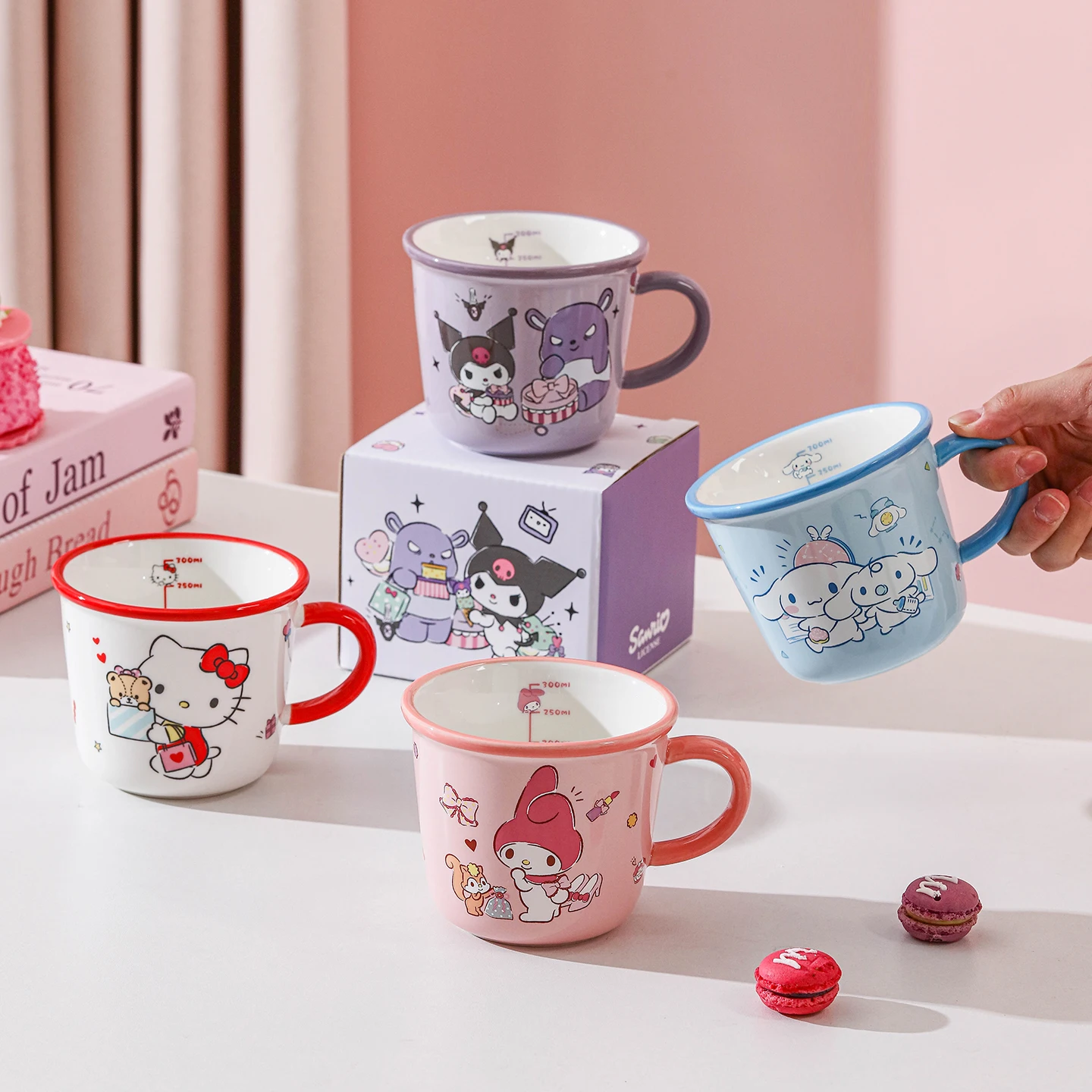340Ml Cartoon Sanrio Hello Kitty My Melody Cinnamoroll Kuromi Ceramics Kawaii Mug  Beautiful Cutlery  cup child Birthday Gift view 3