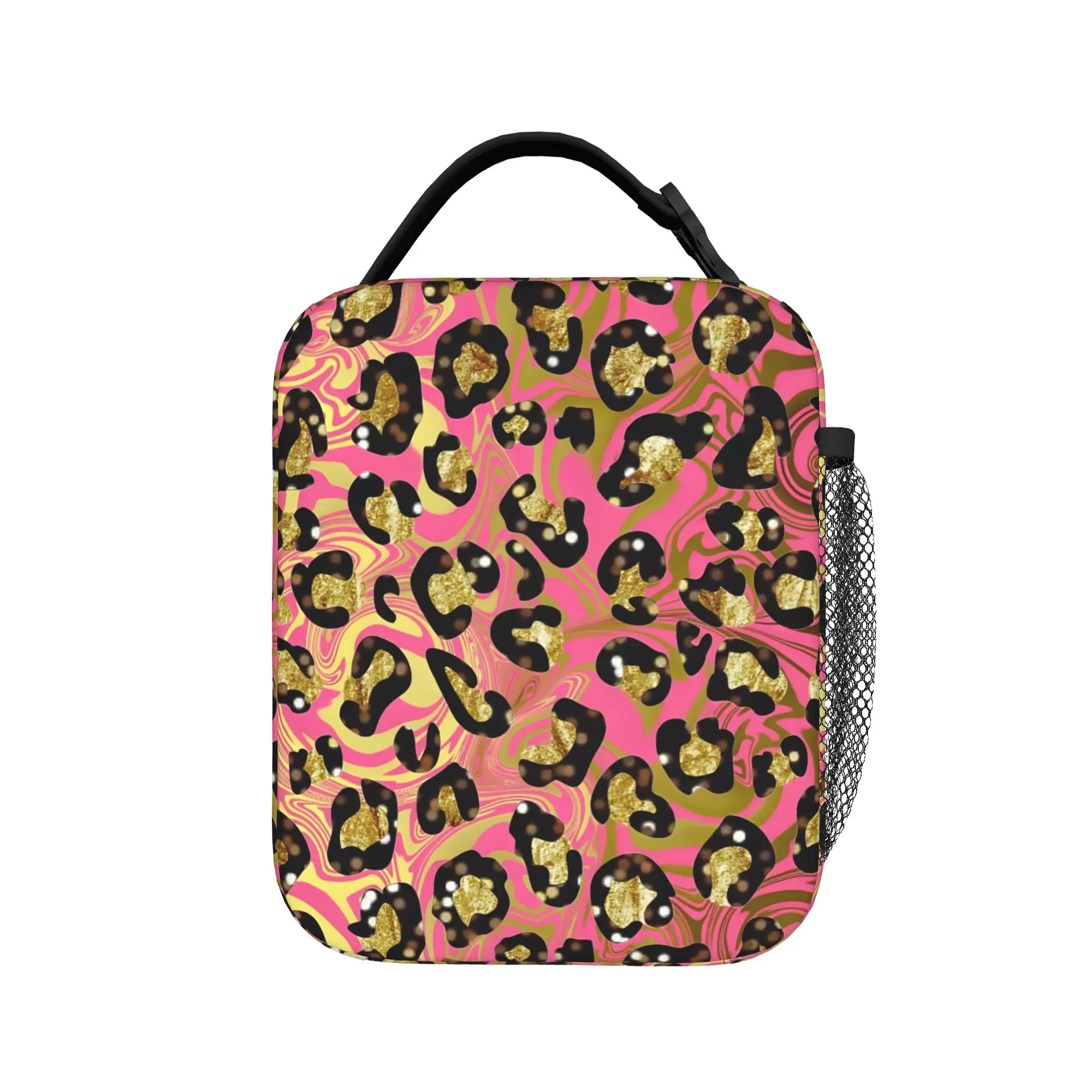 Psychedelic 80s Leopard Lunch Bag Abstract Art  Cute Lunch Box For Child Picnic Portable Cooler Bag Oxford Print Tote Food Bags