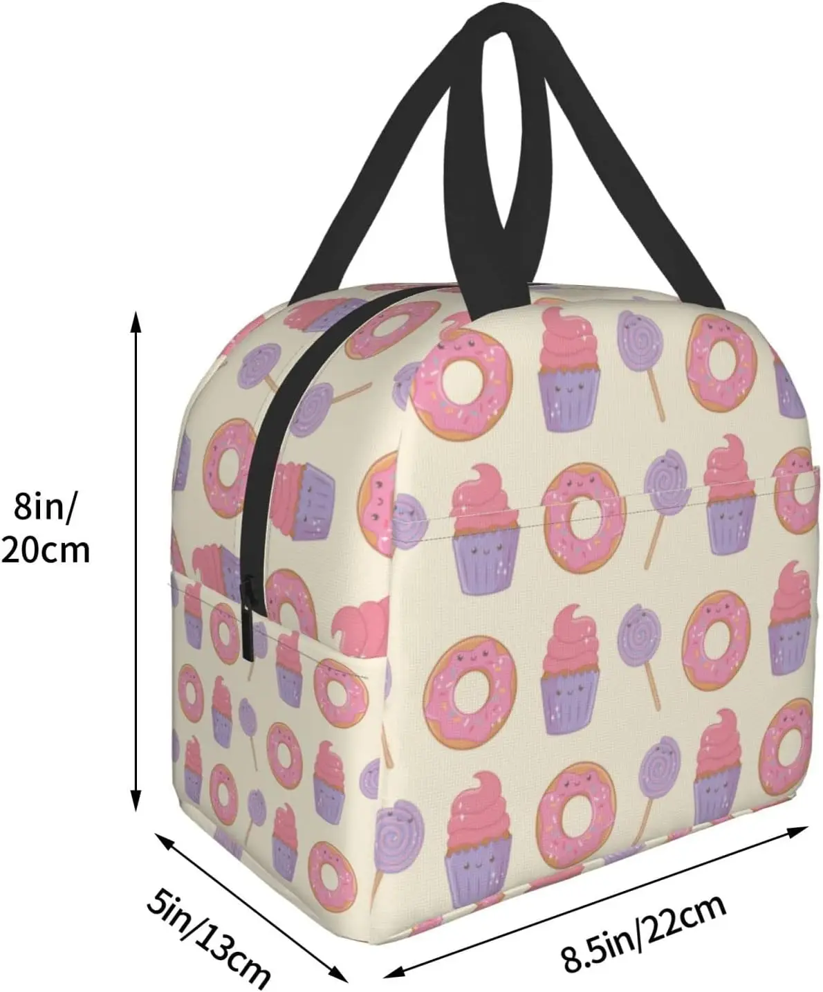 Sweet Kawaii Doughnut Lunch Bag Travel Work Bento Reusable Tote Picnic Boxes Insulated Container Bags for Women Men Boys Girls