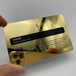 Fashion metal business card china custom vip card shiny mirror metal business card with gold or silver plated