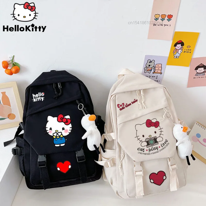 

Sanrio Cute Bags Y2k Hello Kitty Backpack Aesthetic Mochila School Bag Adult Large Capacity Travel Messenger Shoulder Bag Female