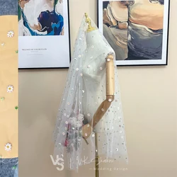 Vk sankikru véu de casamento de tecido de renda floral curto uma camada de ponta do dedo véus de noiva para casamento para cobrir meu rosto borda cortada