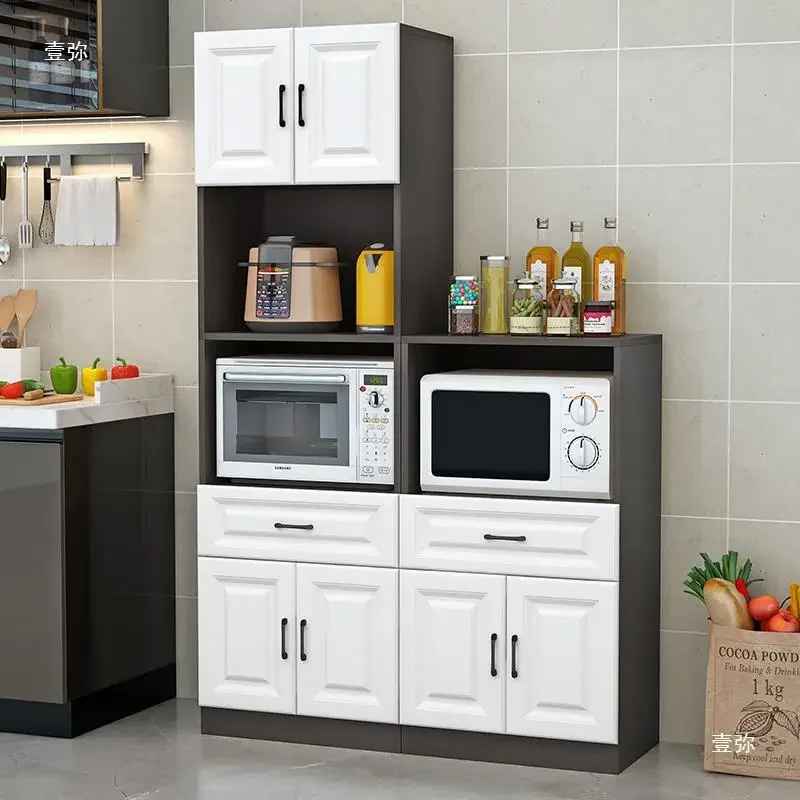 Built-in oven cabinet against the wall Large side cabinet Locker Oven Microwave oven Guest meal Kitchen cabinet Cupboard