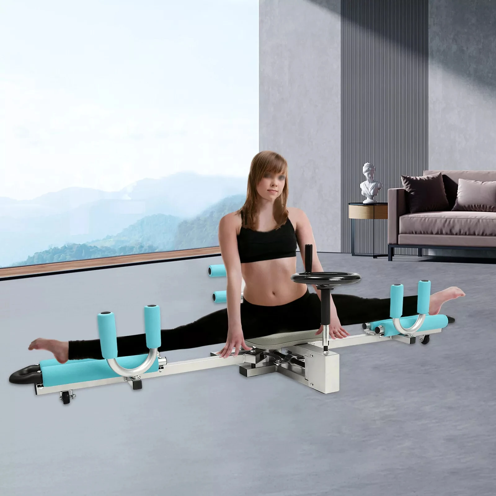 

Youthful Flexibility: 240°Adjustable Blue Split Stretching Trainer for Home Fitness
