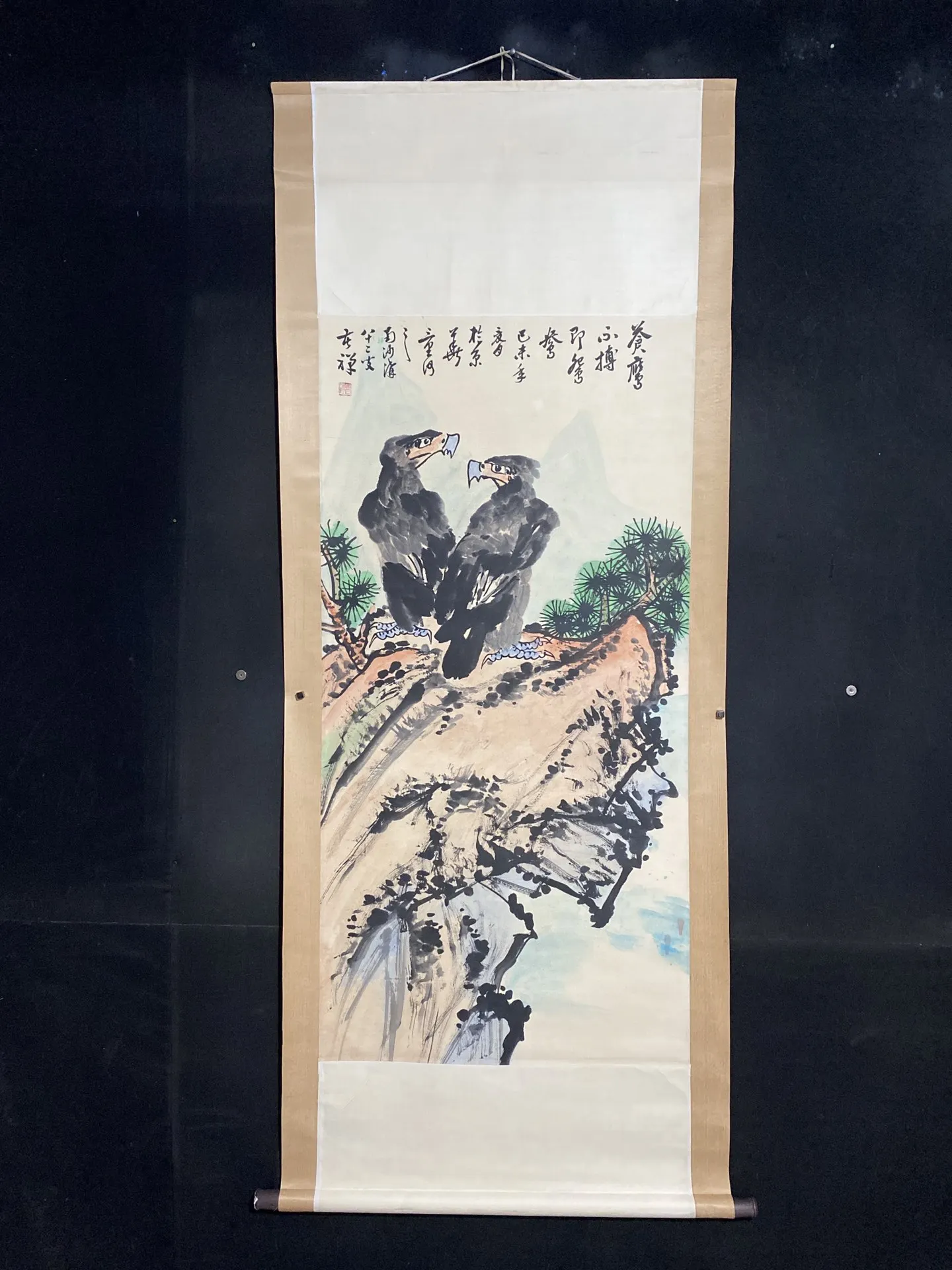 

Четырехфутовая картина Чжунтан с орлом Ли Кукан, полностью ручная роспись, один предмет — один изображение.