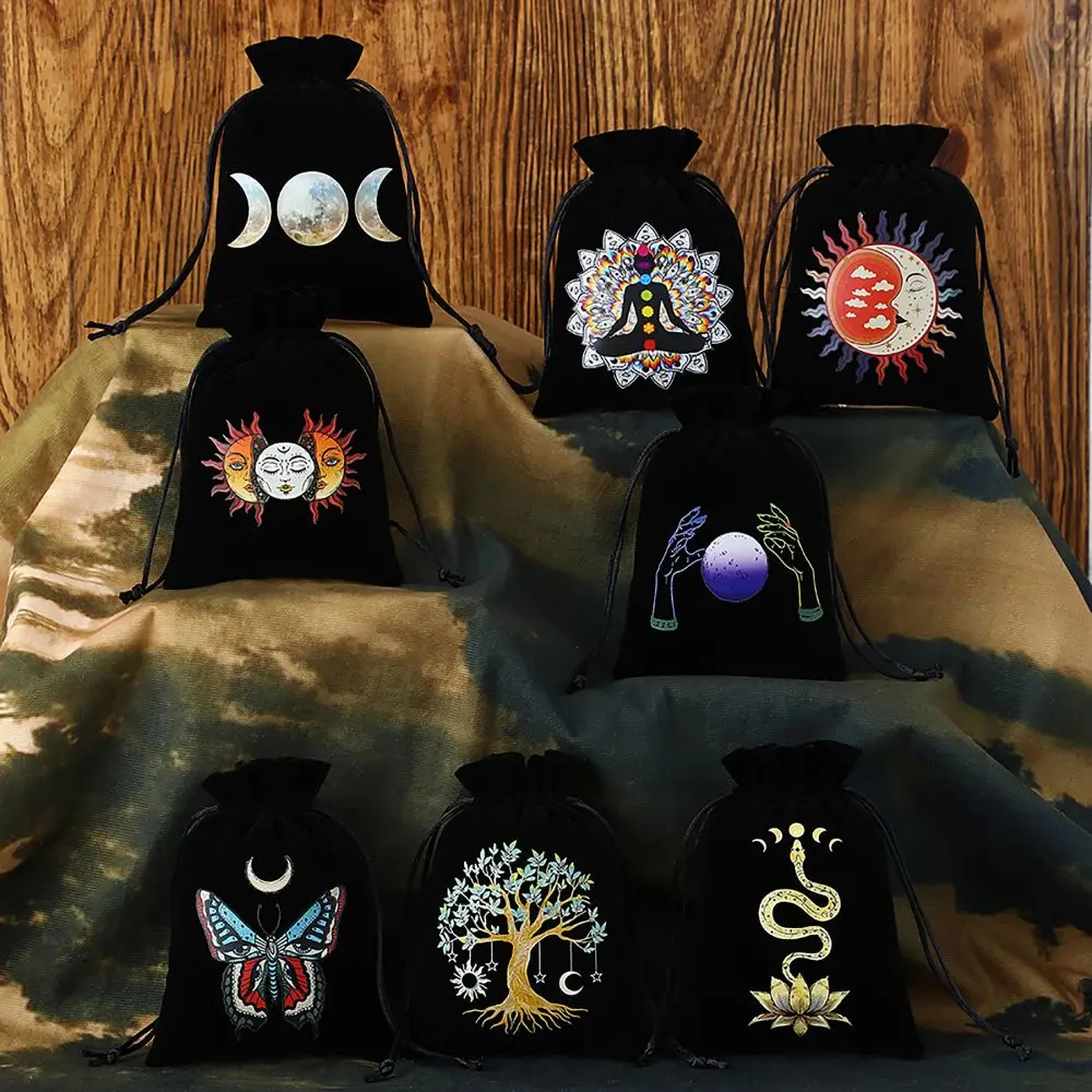 10pcs Black Velvet Tarot Pouch Cards Storage Bag Witch Divination Jewelry Astrology Dice Accessories Bag Altar Tarot Bag