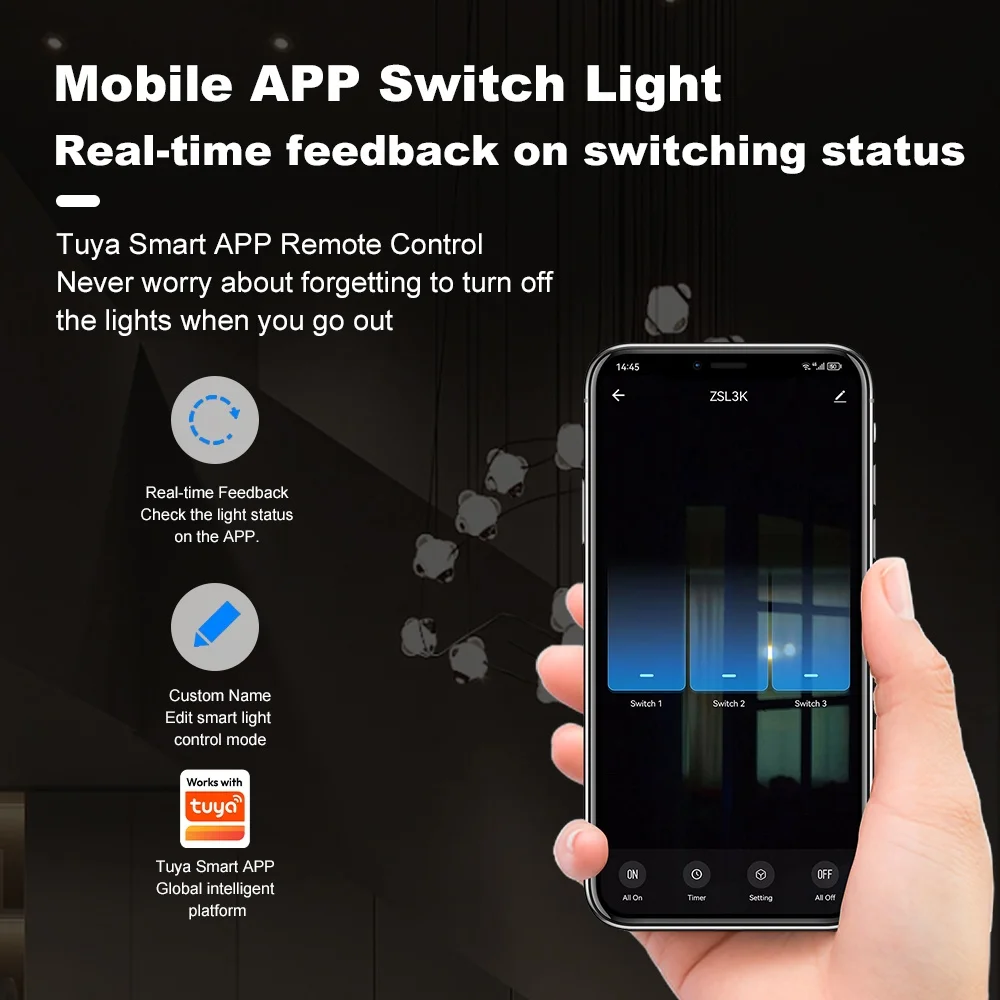 Manhot Zigbee EU Smart Light Switch No Capacitor Required 1-4 Gang Push Button Wall Switch Work with Tuya Smart Life app Alexa