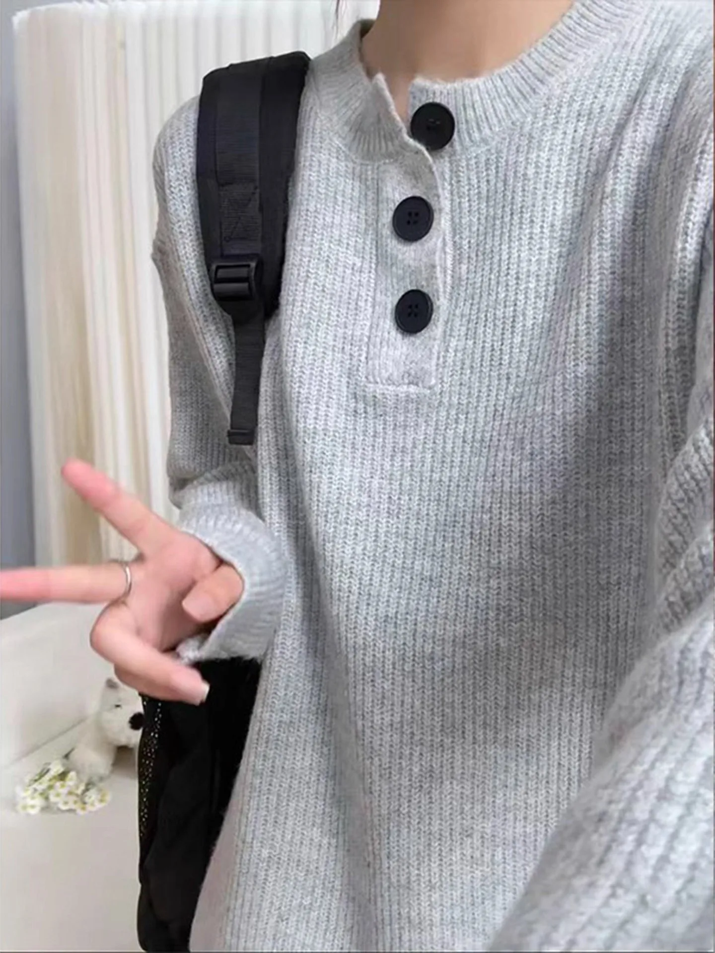 

Cleanfit Мужской трикотаж с воротником Генри, осень-зима, свободный крой, удобный внутренний длинный винтажный повседневный длинный топ све