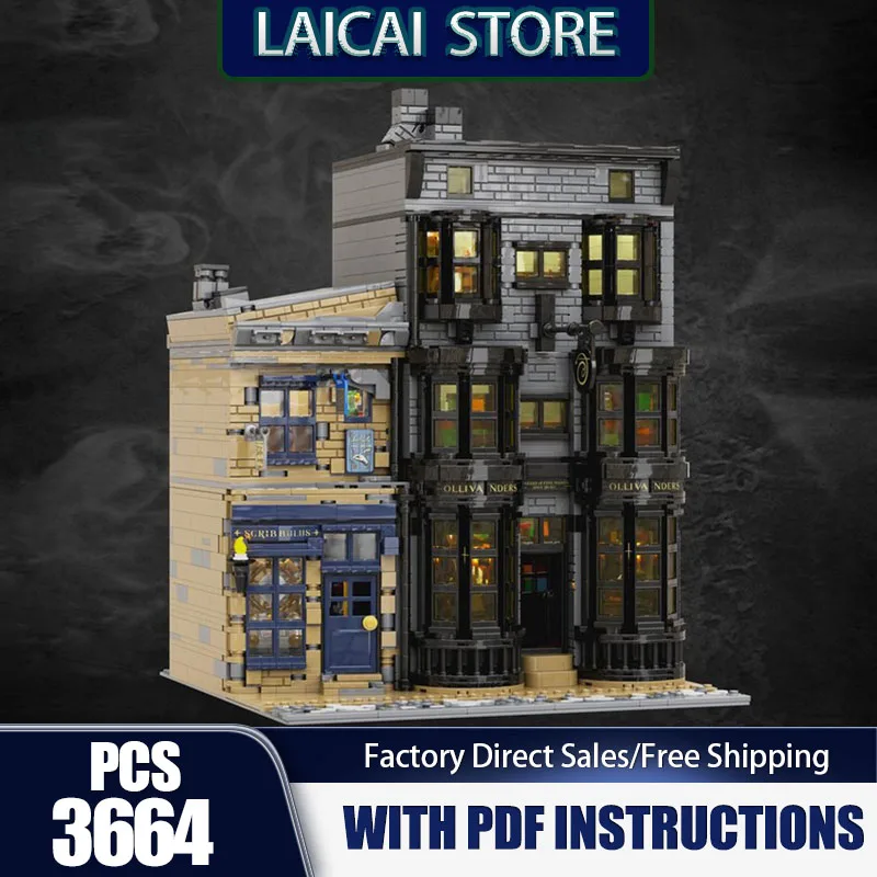 Filmy Model Moc Klocki Konstrukcyjne Diagon Alley Model Technologia Klocki Modułowe Słynne Sceny Prezenty Zabawki Świąteczne Montaż