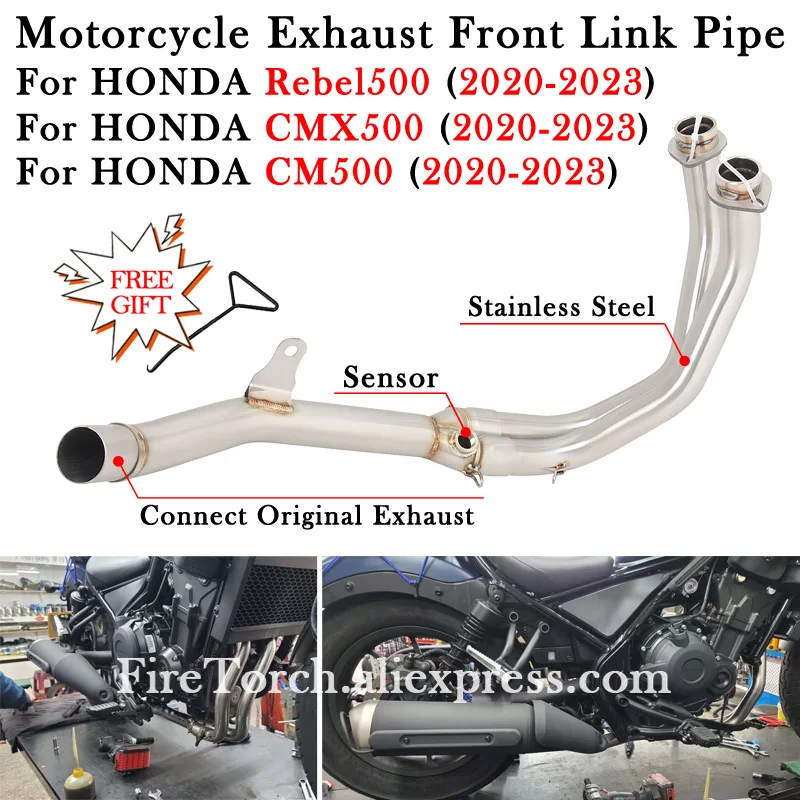 

Slip On For HONDA Rebel500 CM500 CMX500 Rebel CM 500 2020 2021 2022 2023 Motorcycle Exhaust System Bike Tube Front Mid Link Pipe