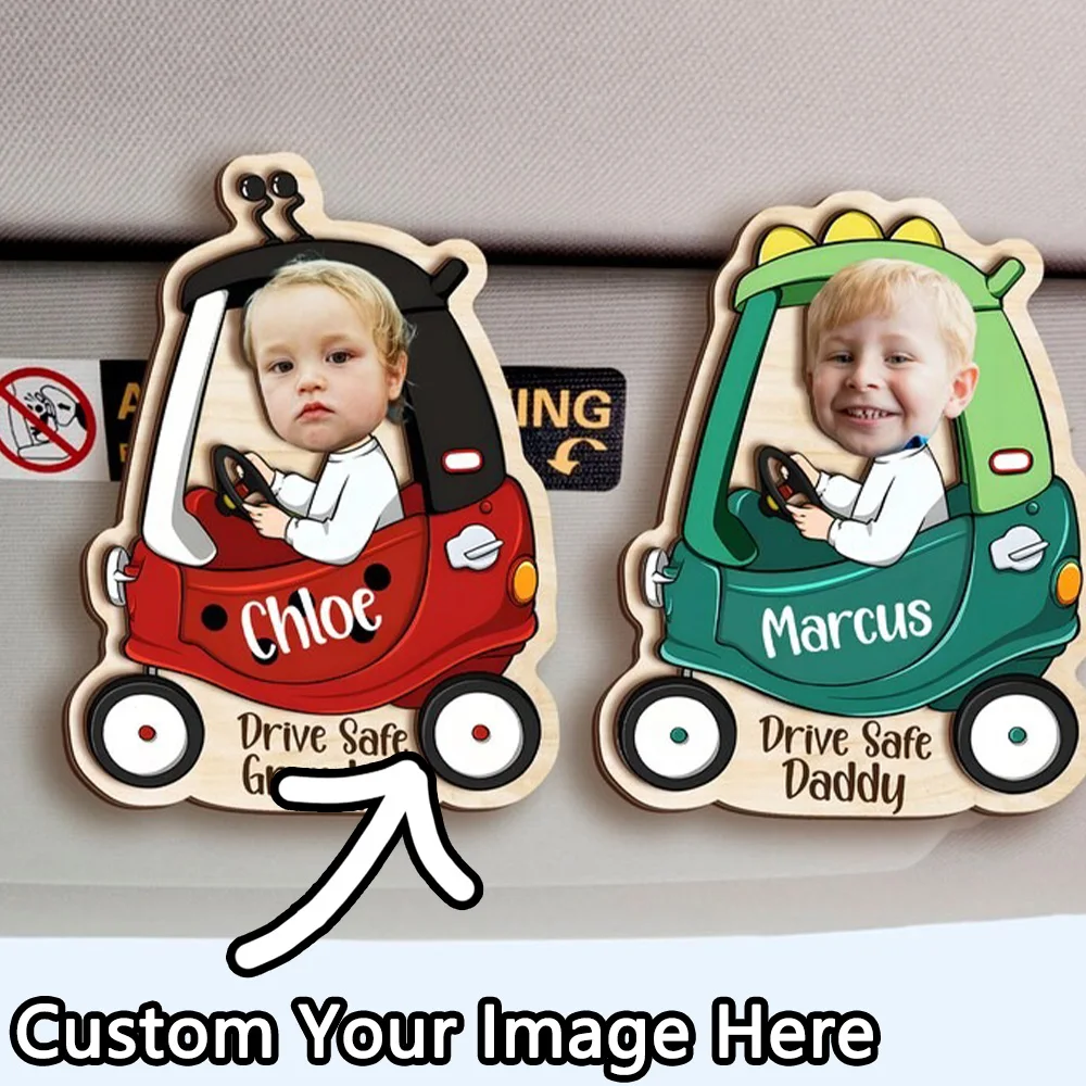 Personalized Drive Safe Daddy Visor Clip Gift, Custom Photo Frame Car Visor Clip, Car Visor Clip For Dad, Dad Gifts
