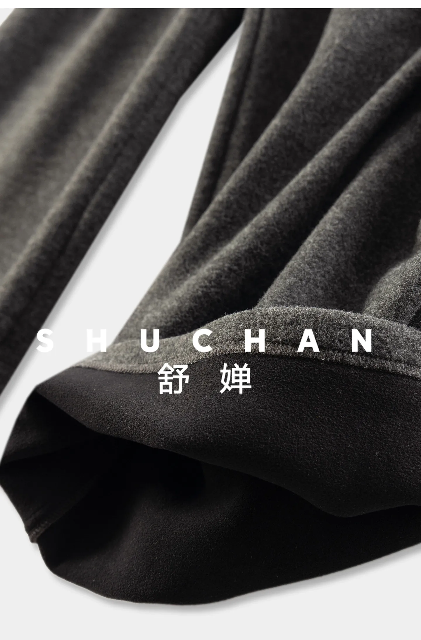 Calças grossas femininas de alta qualidade cintura elástica velo em linha reta calças de lã de perna larga feminina 89e4