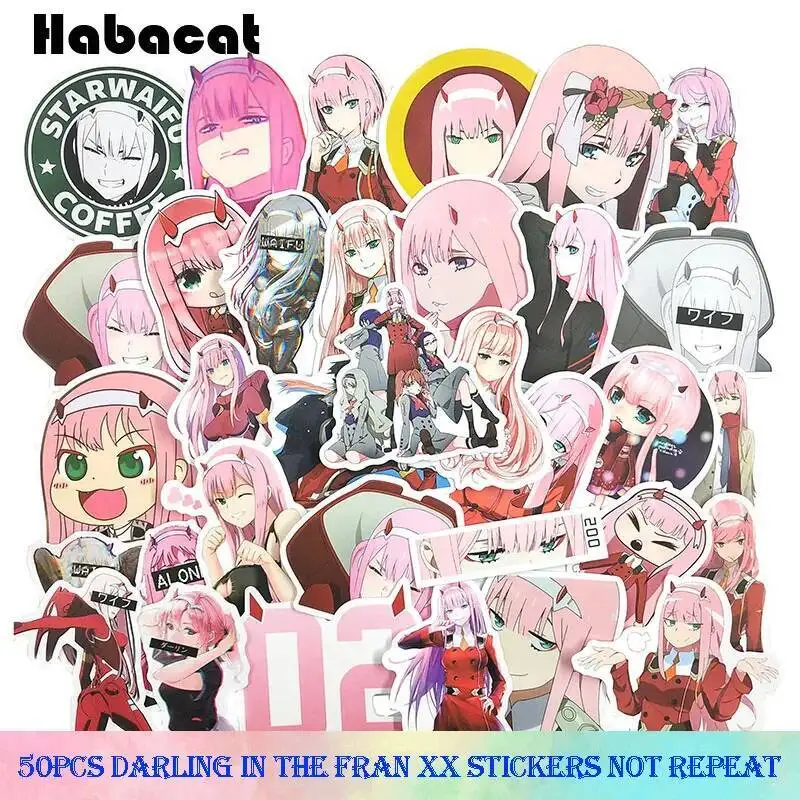 The 50Pcs/set In Anime DARLING FRANXX Stickers For Motorcycle Luggage Laptop Refrigerator Skateboard Bicycle Guitar Toys Sticker