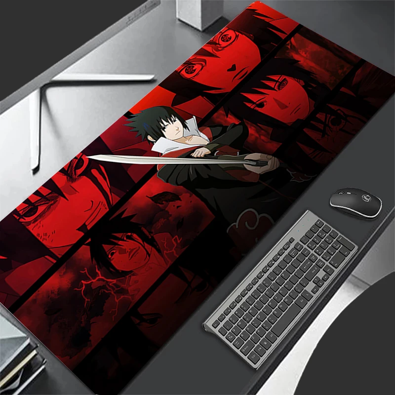 

Gaming Mousepad Naruto Sasuke comic animation Big Computer Gamer Mouse pad Natural Rubber with Locking Edge Gaming Mouse Mat XL