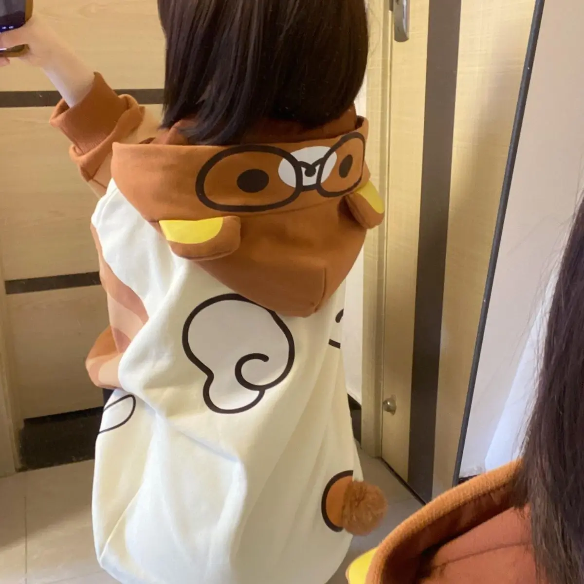 

Kawaii Rilakkuma Plucked Japanese Anime Cartoon Cute Sweet Hoodie Glasses Student Sweet Cool Loose Hoodie Girl's Gifts Toys