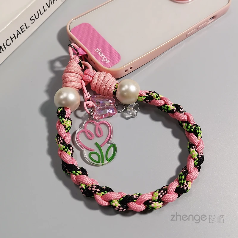 

Ремешок для мобильного телефона, свежий контрастный цвет, тканый на запястье, короткий стильный ремешок для мобильного телефона, универсальный модный новый продукт