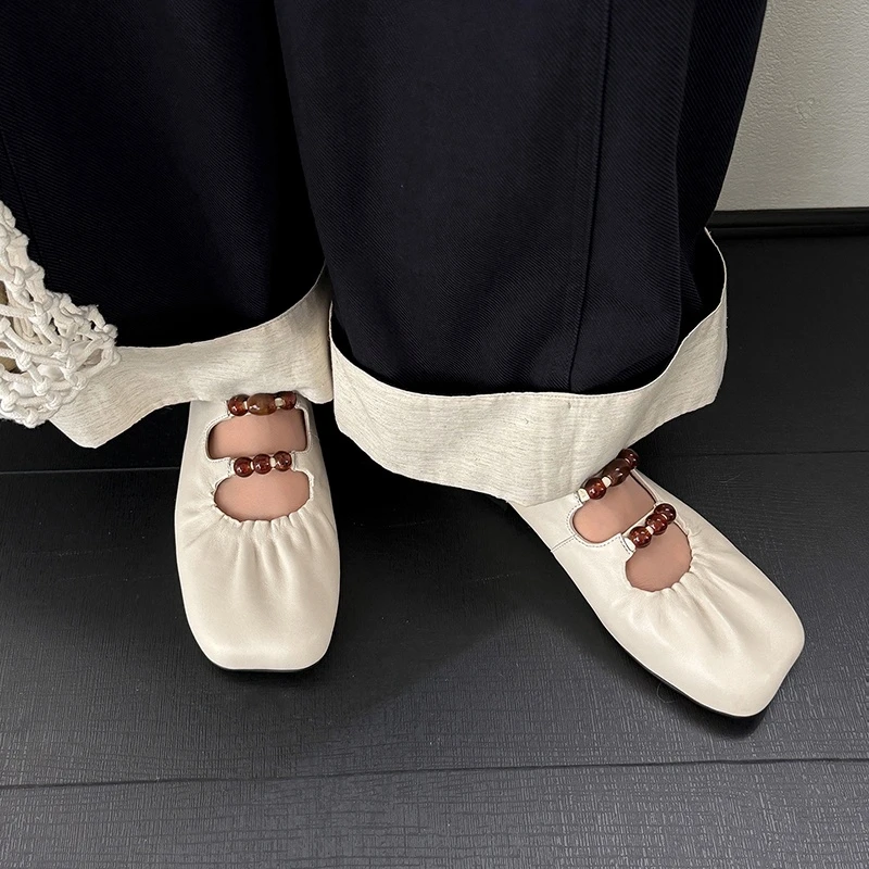 Nouvelles Chaussures Plates Rétro en Cuir Véritable 2026 à Talon Bas et Semelle Souple pour Femme – Mocassins Confortables à Enfiler Noirs Style Mueller