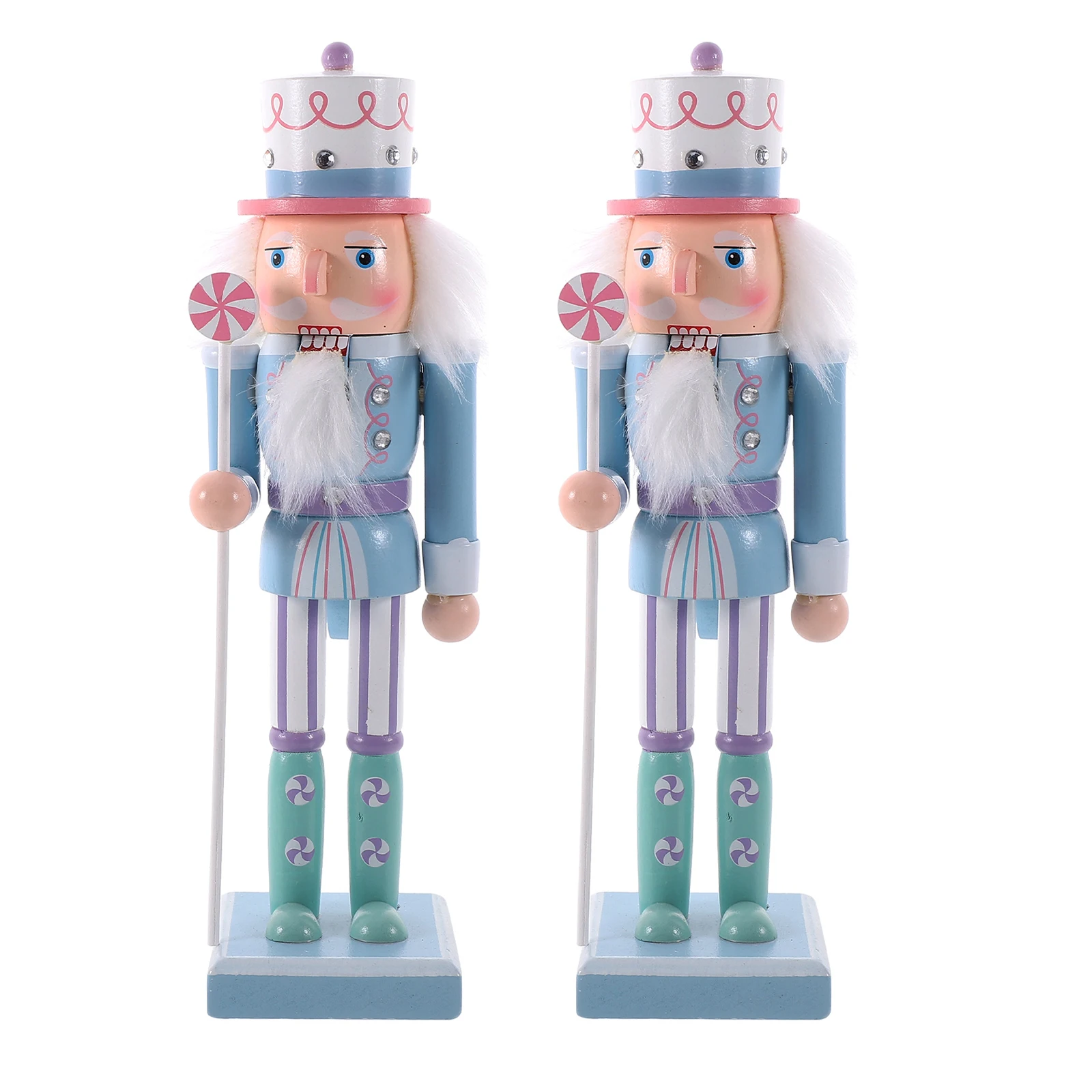 

2Pcs Wooden Christmas Nutcracker Soldier Light Candy Color Decoration Desktop Ornament Holiday Party Festival Shelves Accents